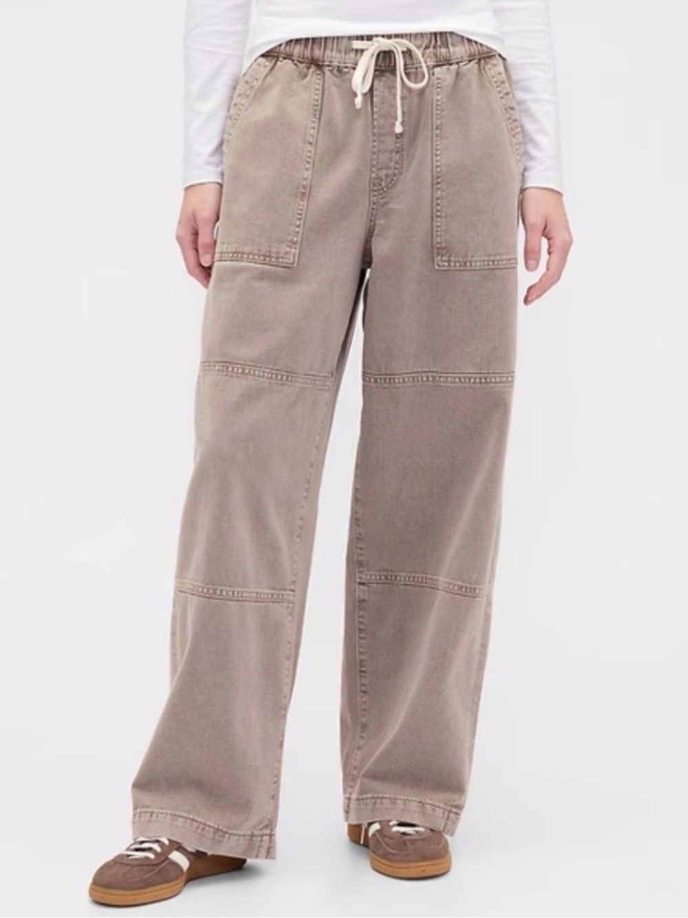 GAP Wide Leg Patchwork Drawstring Pants in Brown - Picture 5 of 12